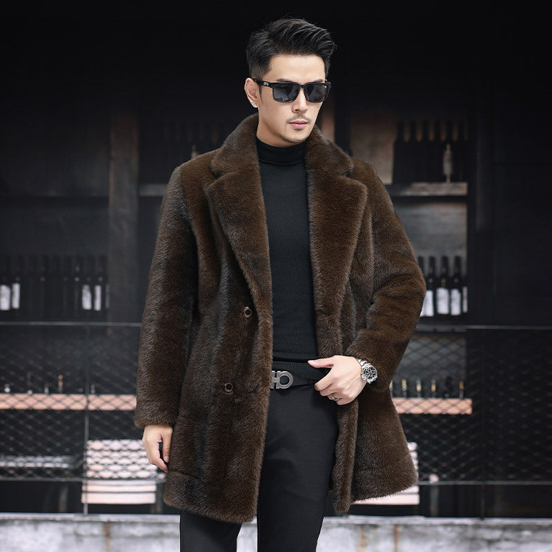 Men's Faux Fur Coat – Reversible Single-Breasted Winter Coat, 3 Colours