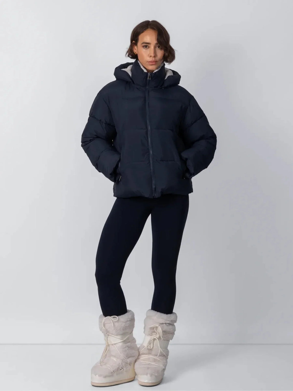 Women's Faux Fur Lined Puffer Jacket – Short, Detachable Hood, 8 Colours