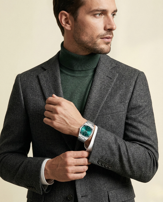 Men's Steel Watch – Emerald Dial Classic Watch