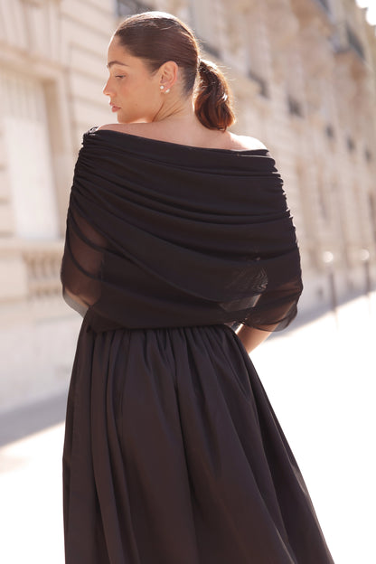 Women's Black Draped Mesh Bodysuit – Going Out Top
