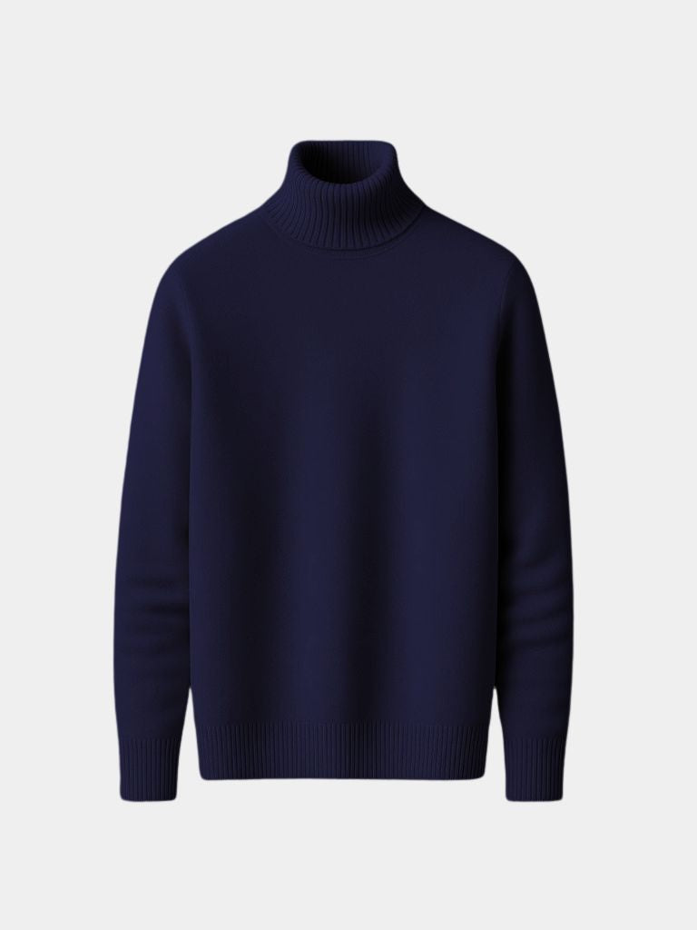Men's Wool-Blend Roll Neck Jumper – Turtleneck Knit Sweater, 5 Colours