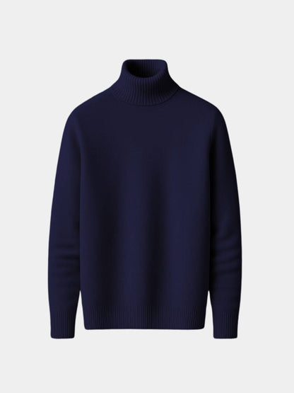 Men's Wool-Blend Roll Neck Jumper – Turtleneck Knit Sweater, 5 Colours