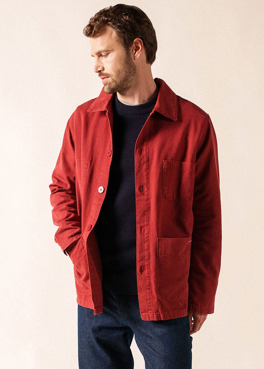 Men's Brick Red Blouson Jacket – Lightweight Zip-Up Commuter Coat