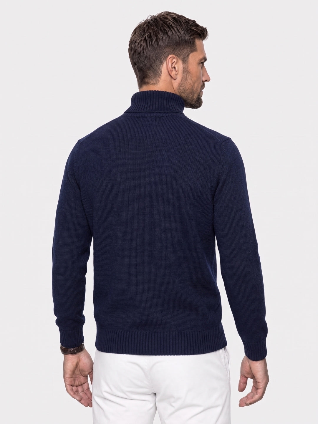 Men's Wool-Blend Roll Neck Jumper – Turtleneck Knit Sweater, 5 Colours