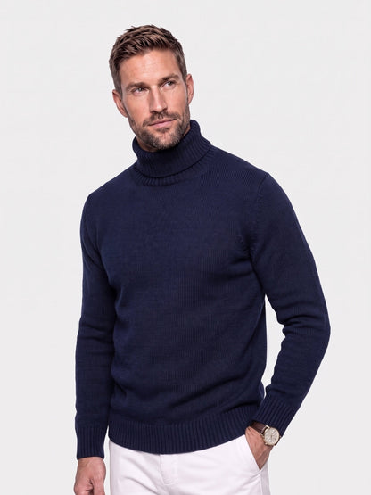 Men's Wool-Blend Roll Neck Jumper – Turtleneck Knit Sweater, 5 Colours