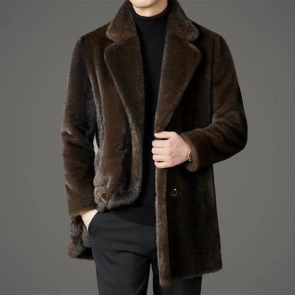 Men's Faux Fur Coat – Reversible Single-Breasted Winter Coat, 3 Colours