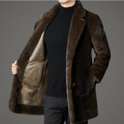 Men's Faux Fur Coat – Reversible Single-Breasted Winter Coat, 3 Colours