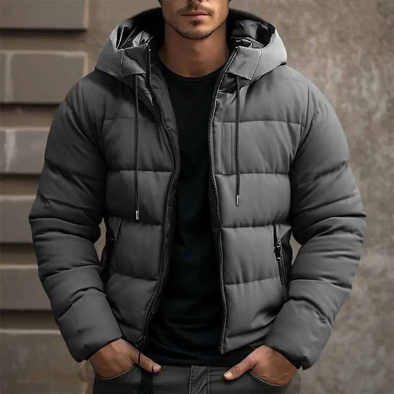 Men's Water-Repellent Puffer Jacket with Hood – Insulated Winter Coat, 3 Colours
