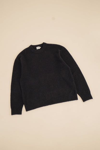 Men's Black Oversized Crew Neck Jumper – Brushed Knit Sweater