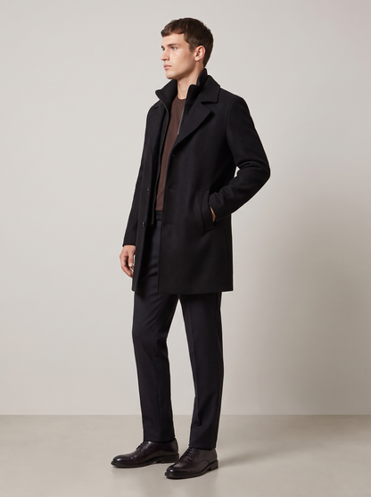 Men's Wool-Blend Overcoat – Slim Fit Mid-Length Coat, 3 Colours