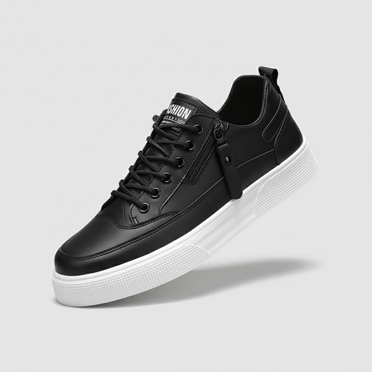 Men's Leather Trainers – Genuine Leather Cushioned Low-Top Sneakers