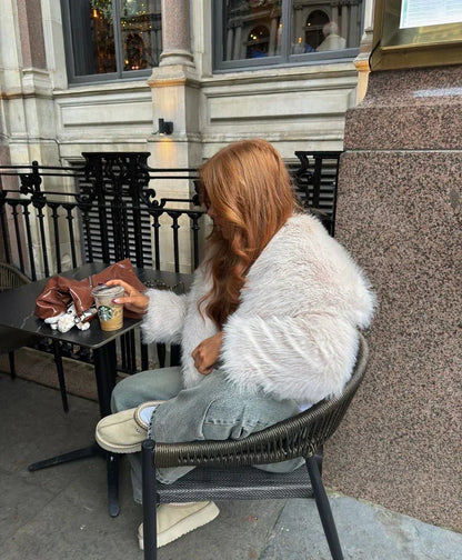 Women's Grey Faux Fur Coat – Oversized Soft Winter Coat