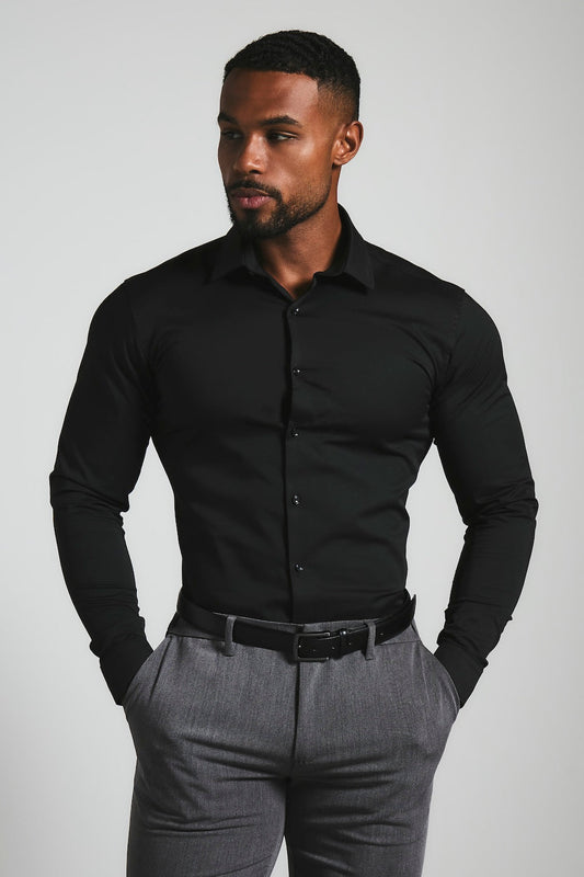 Men'S Muscle Fit Dress Shirt In Black