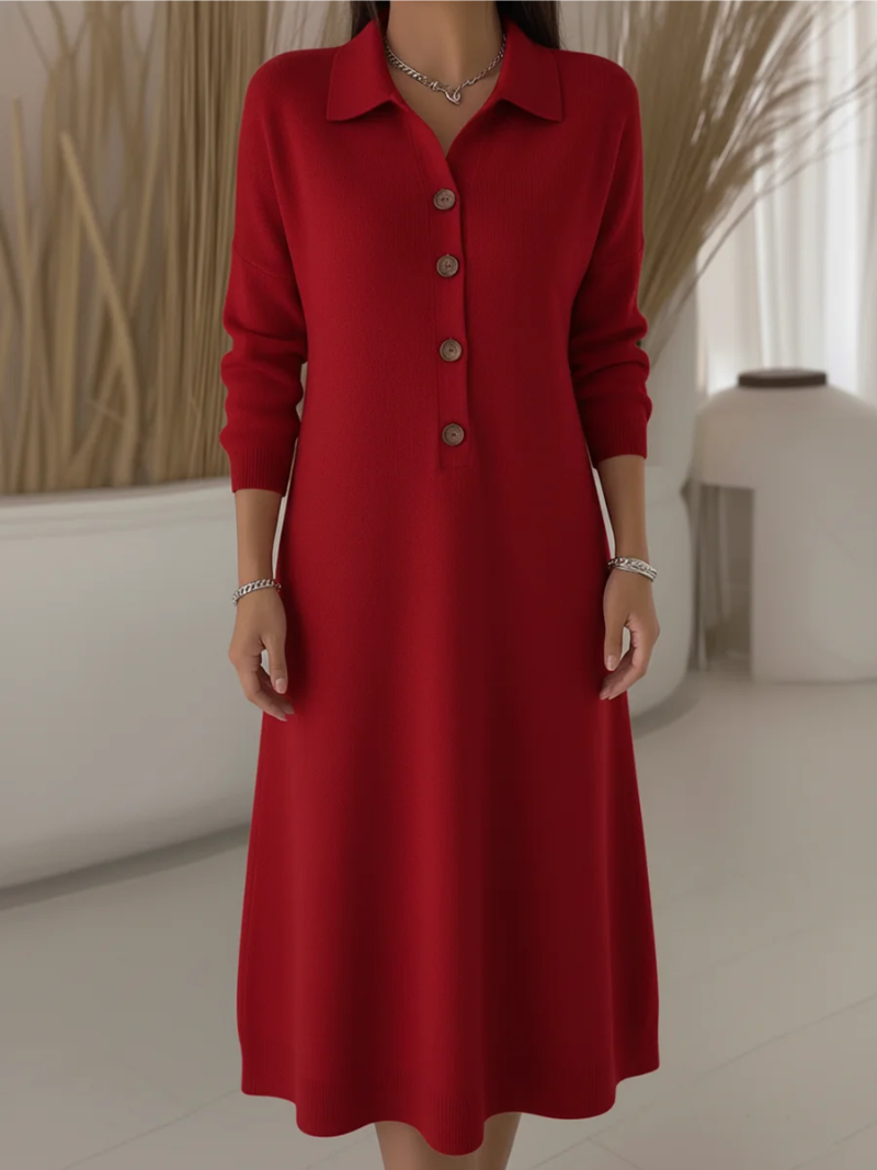 Women's Long Shirt Dress – Button-Front Flowing Maxi Dress, 4 Colours