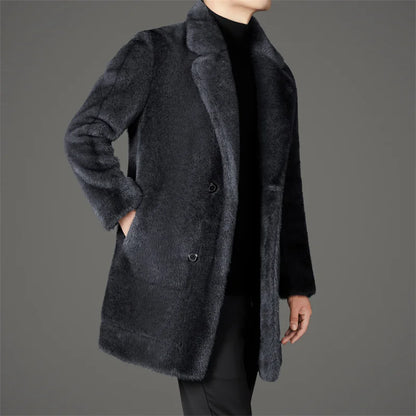 Men's Faux Fur Coat – Reversible Single-Breasted Winter Coat, 3 Colours