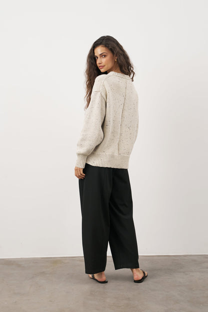 Women's Cotton Nep Jumper – Oversized Boyfriend Knit Sweater