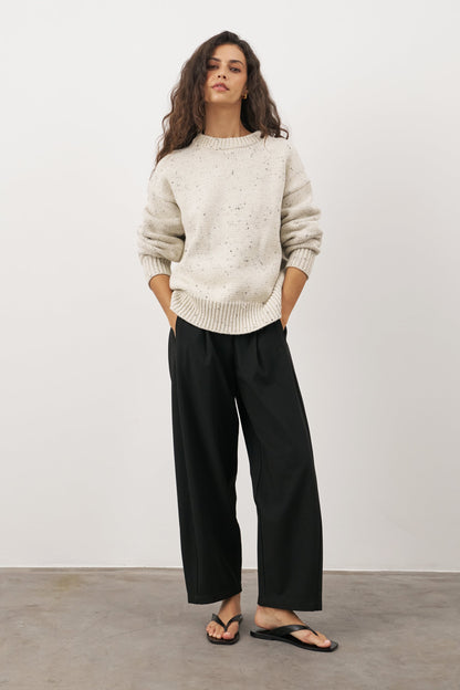 Women's Cotton Nep Jumper – Oversized Boyfriend Knit Sweater