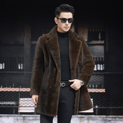 Men's Faux Fur Coat – Reversible Single-Breasted Winter Coat, 3 Colours