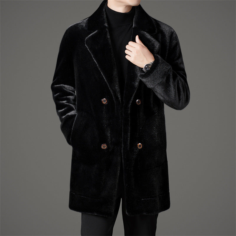 Men's Faux Fur Coat – Reversible Single-Breasted Winter Coat, 3 Colours
