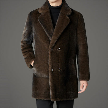 Men's Faux Fur Coat – Reversible Single-Breasted Winter Coat, 3 Colours