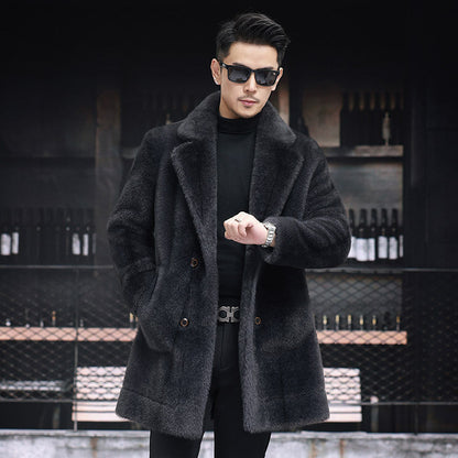 Men's Faux Fur Coat – Reversible Single-Breasted Winter Coat, 3 Colours