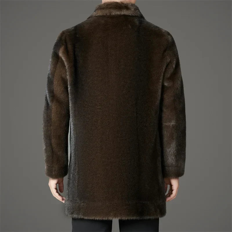 Men's Faux Fur Coat – Reversible Single-Breasted Winter Coat, 3 Colours