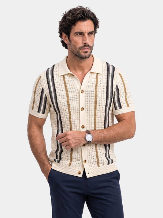 Men's Textured Knit Polo Shirt – Short Sleeve Knitted Polo, 2 Colours