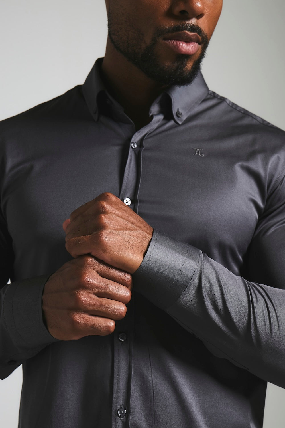 Men's Grey Dress Shirt – Muscle Fit Cotton Business Shirt