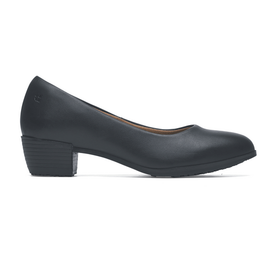 Women's Black Court Shoes – Low Block Heel Comfort Work Shoes
