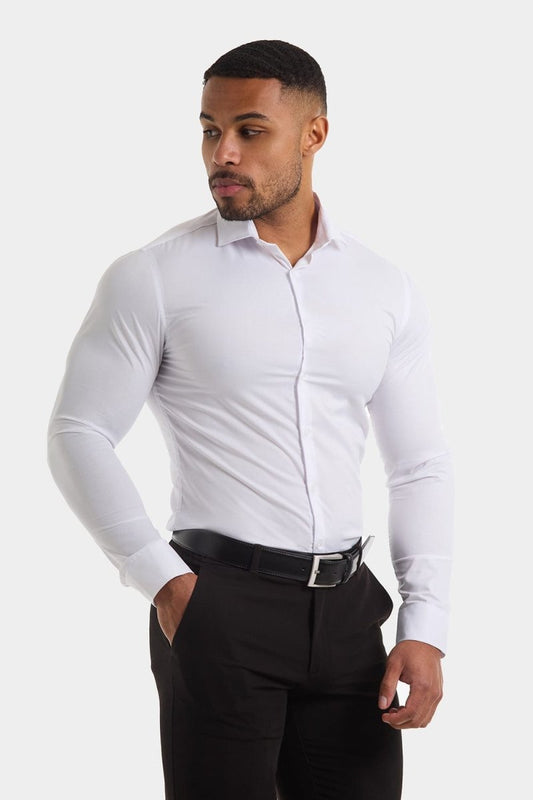 Men'S Muscle Fit Cutaway Collar Shirt In White