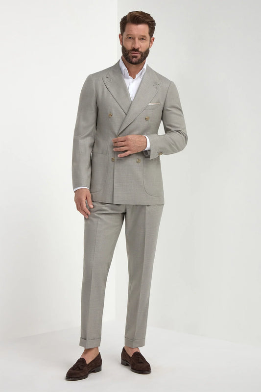 Men's Green Double-Breasted Suit – Fine Wool-Blend Two Piece