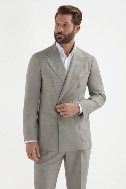 Men's Green Double-Breasted Suit – Fine Wool-Blend Two Piece