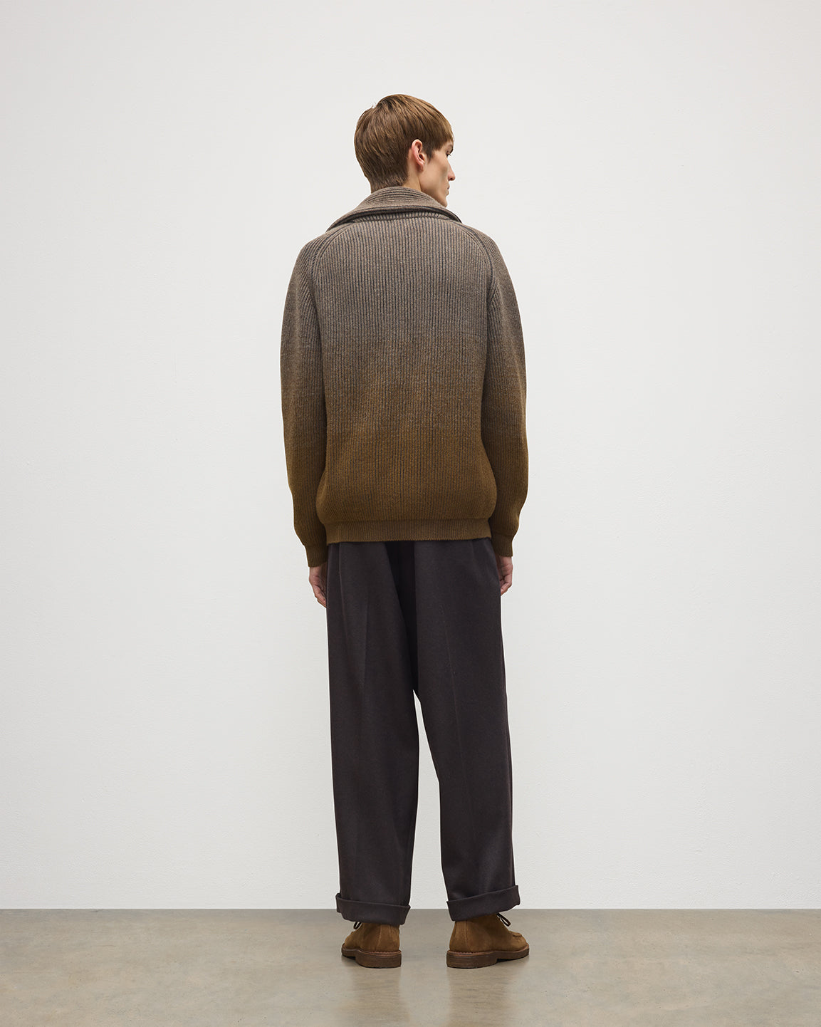 Men's Cashmere-Blend Cardigan – Green Shawl Collar Knit
