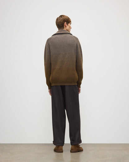 Men's Cashmere-Blend Cardigan – Green Shawl Collar Knit