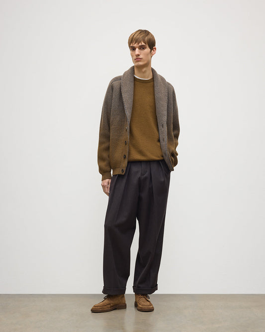 Men's Cashmere-Blend Cardigan – Green Shawl Collar Knit