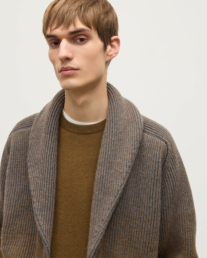 Men's Cashmere-Blend Cardigan – Green Shawl Collar Knit
