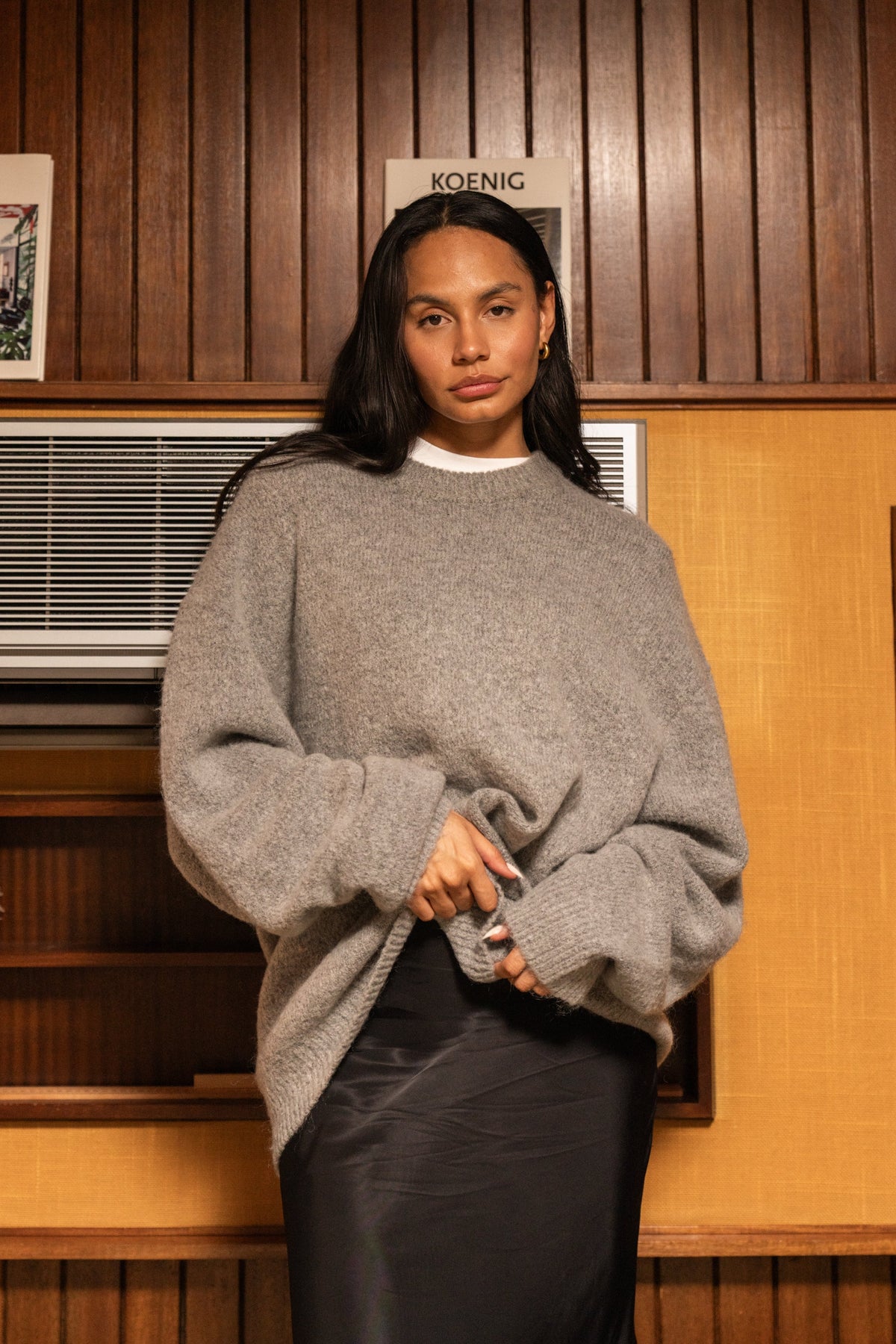 Men's Grey Oversized Crew Neck Jumper – Brushed Knit Sweater