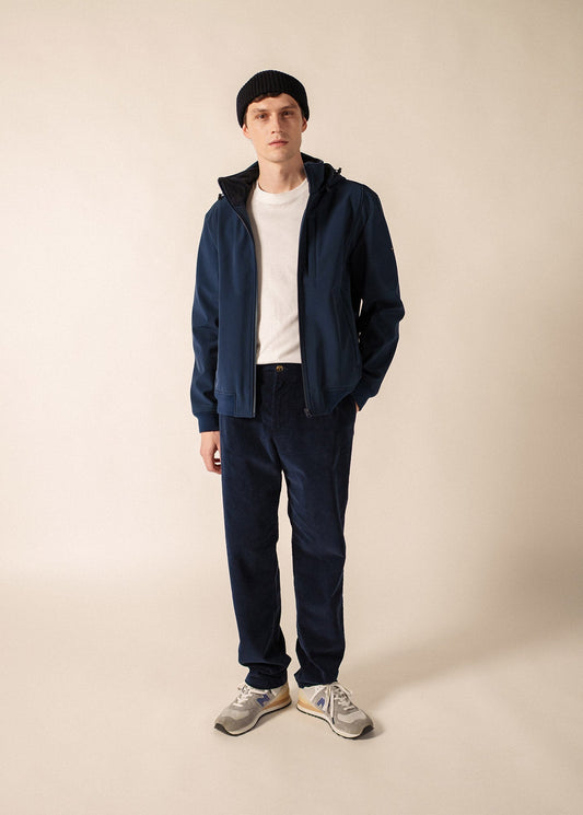 Men's Navy Harrington Jacket – Lightweight Zip-Up Blouson, Ribbed Collar
