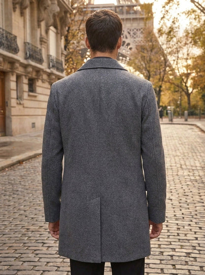 Men's Wool-Blend Overcoat – Slim Fit Mid-Length Coat, 3 Colours