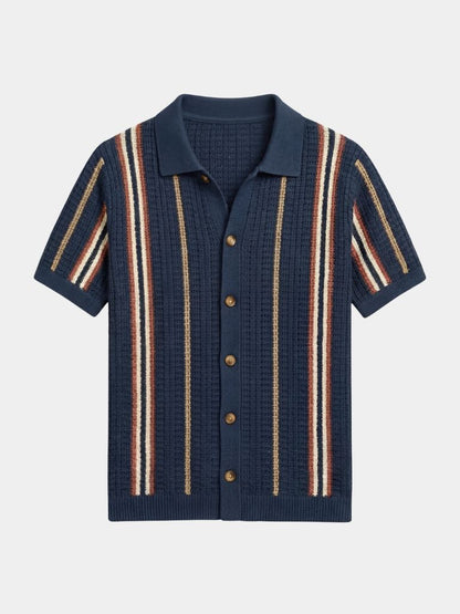 Men's Textured Knit Polo Shirt – Short Sleeve Knitted Polo, 2 Colours