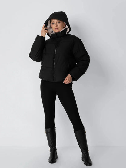 Women's Faux Fur Lined Puffer Jacket – Short, Detachable Hood, 8 Colours