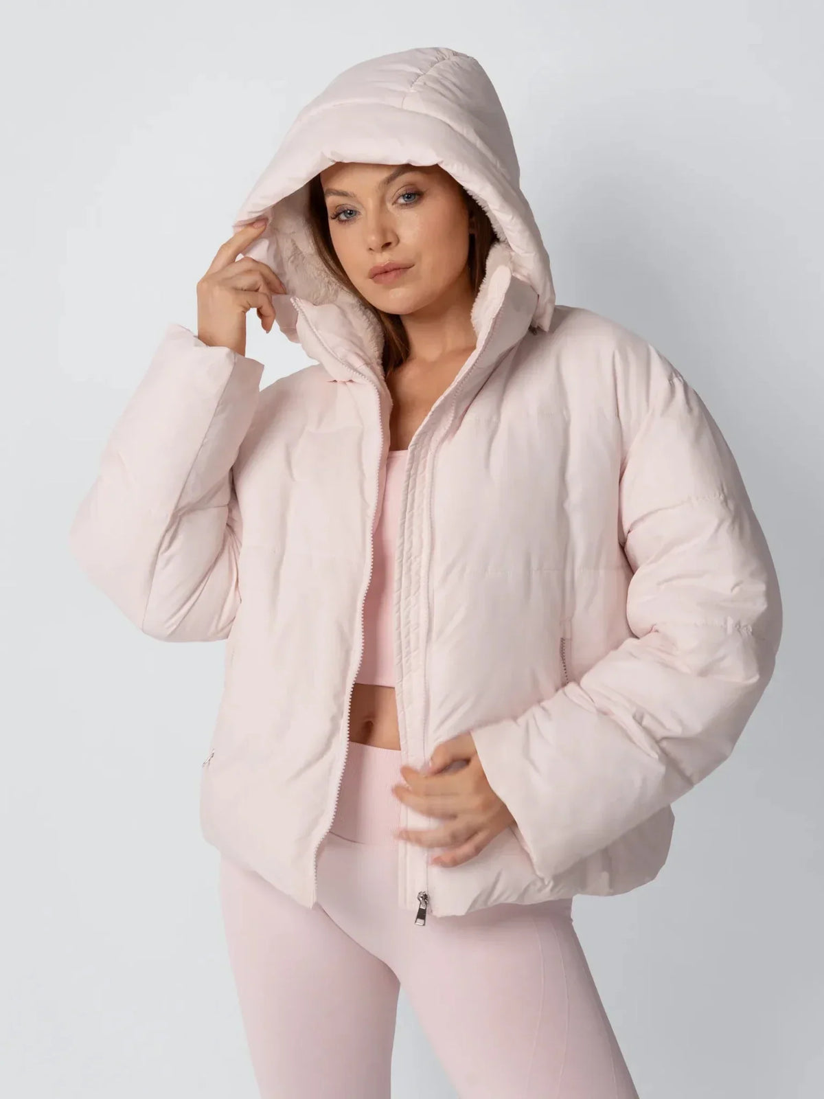 Women's Faux Fur Lined Puffer Jacket – Short, Detachable Hood, 8 Colours