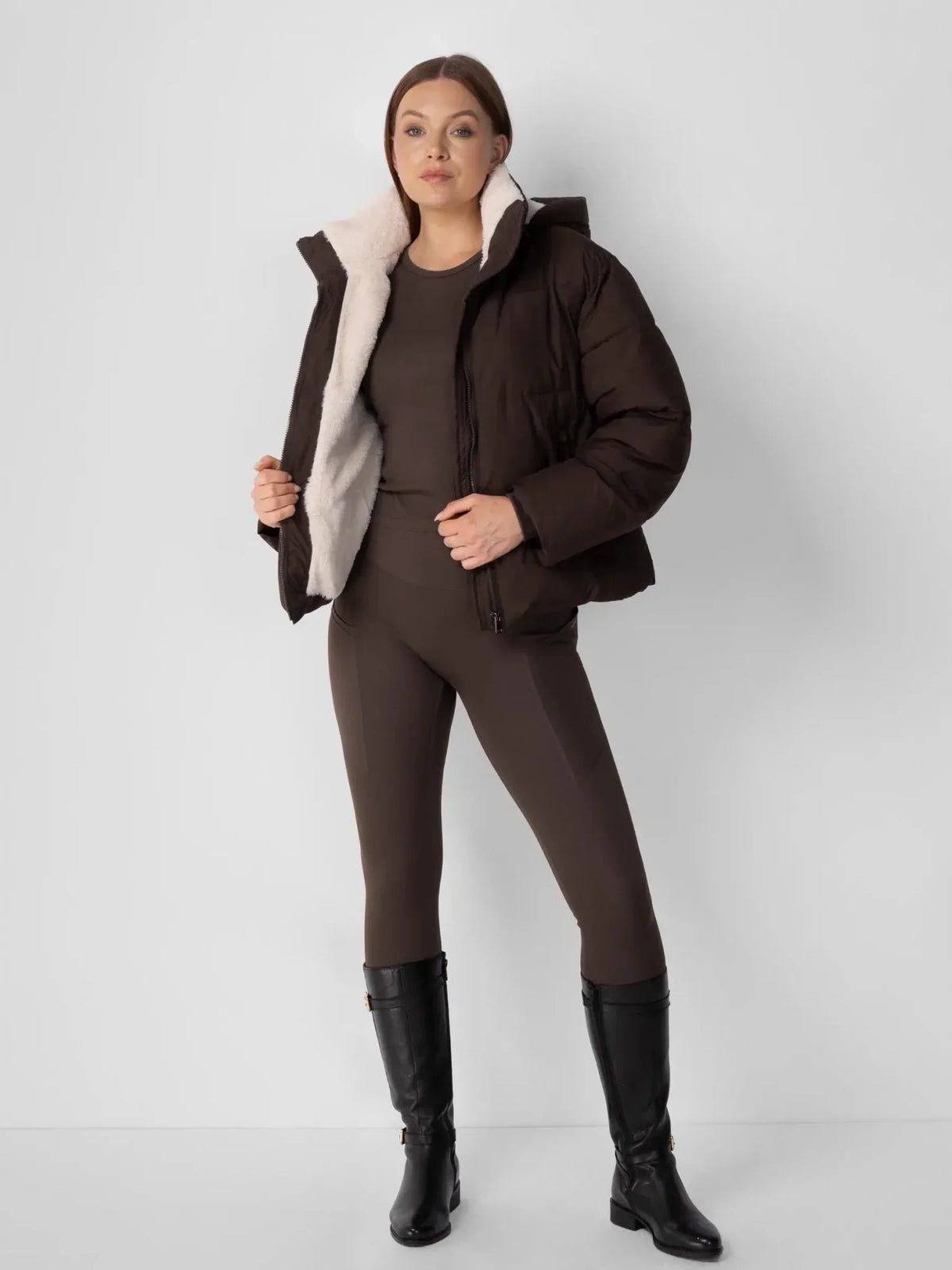 Women's Faux Fur Lined Puffer Jacket – Short, Detachable Hood, 8 Colours