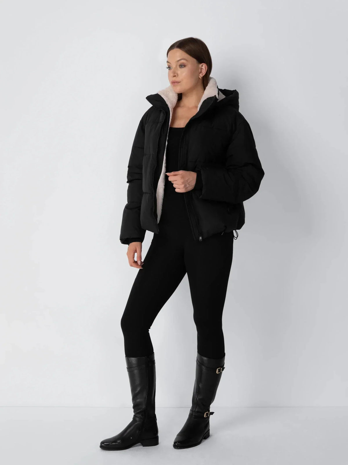 Women's Faux Fur Lined Puffer Jacket – Short, Detachable Hood, 8 Colours