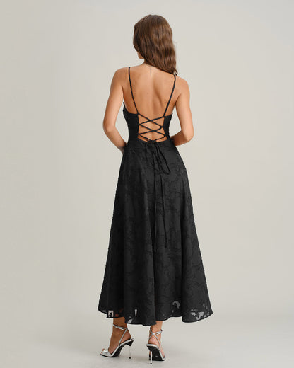 Women's Sage Green Jacquard Slip Maxi Dress – Cross Back Strap