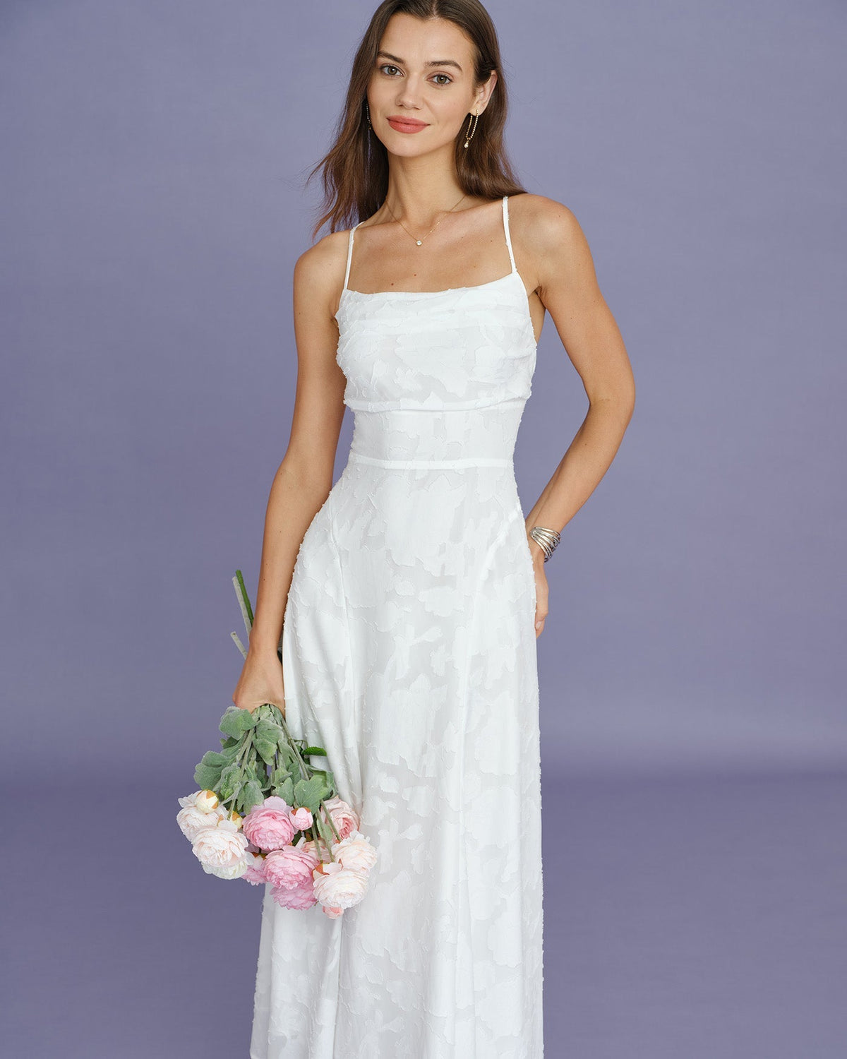 Women's Sage Green Jacquard Slip Maxi Dress – Cross Back Strap