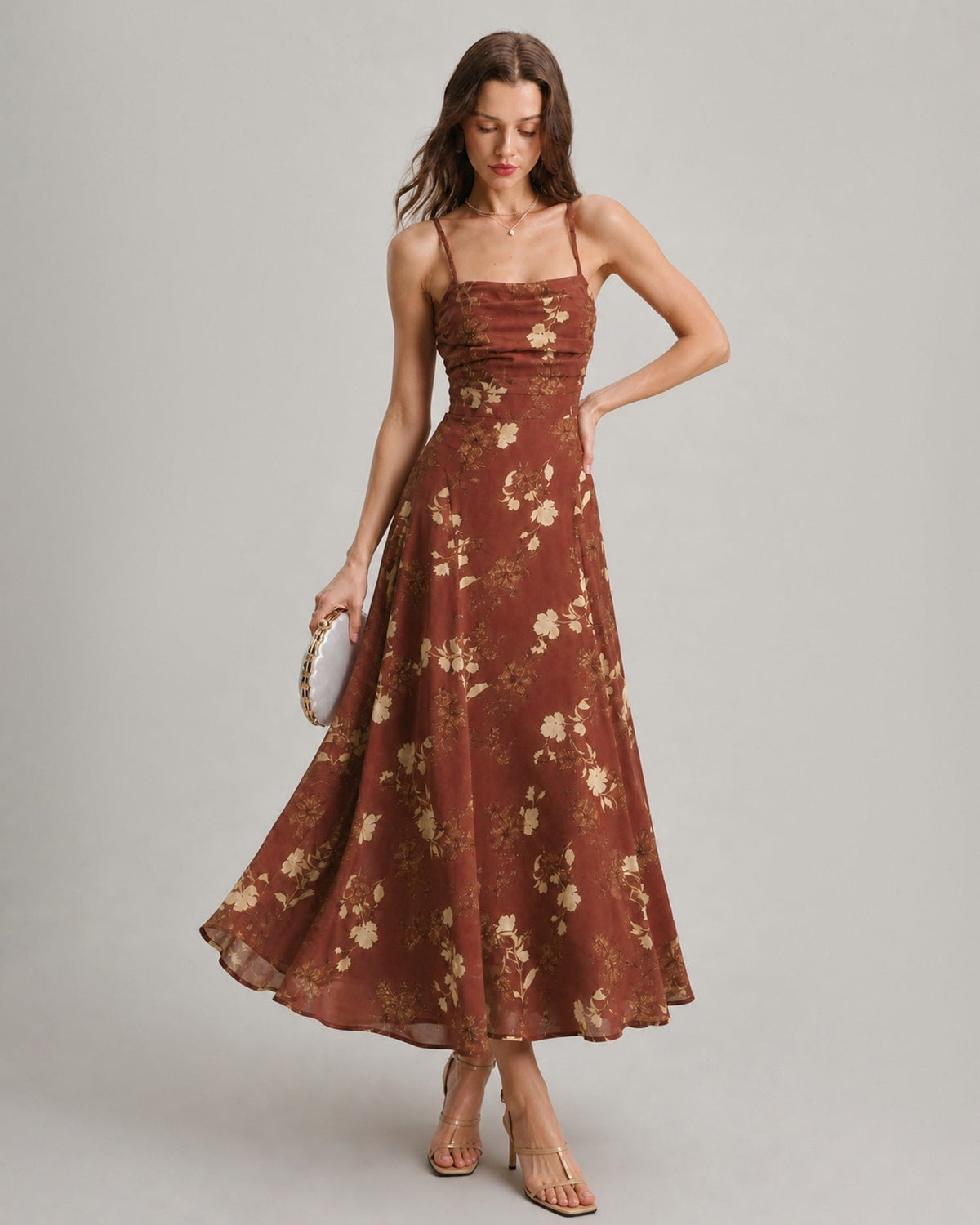 Women's Sage Green Jacquard Slip Maxi Dress – Cross Back Strap