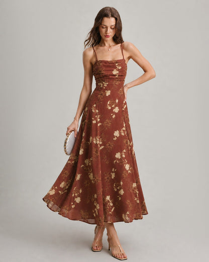 Women's Sage Green Jacquard Slip Maxi Dress – Cross Back Strap