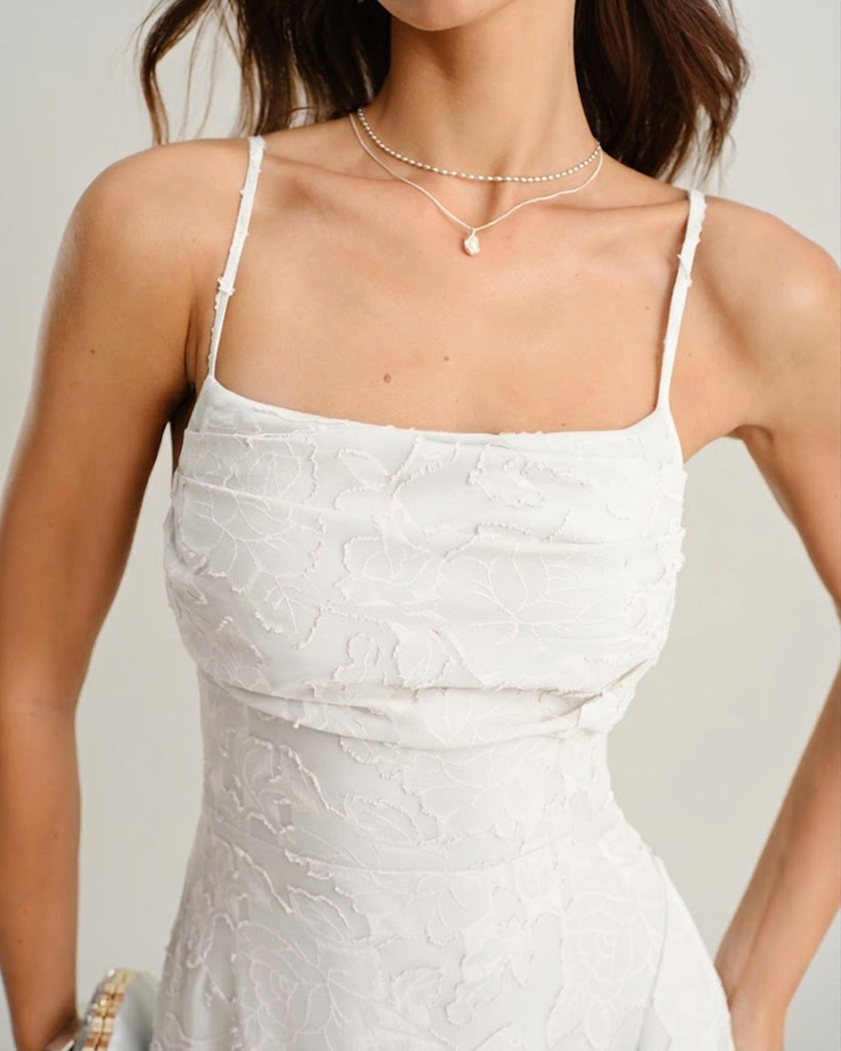 Women's Sage Green Jacquard Slip Maxi Dress – Cross Back Strap
