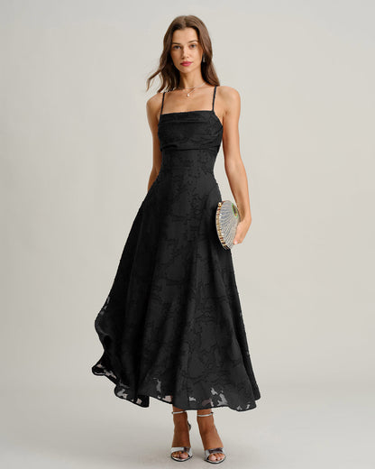 Women's Sage Green Jacquard Slip Maxi Dress – Cross Back Strap
